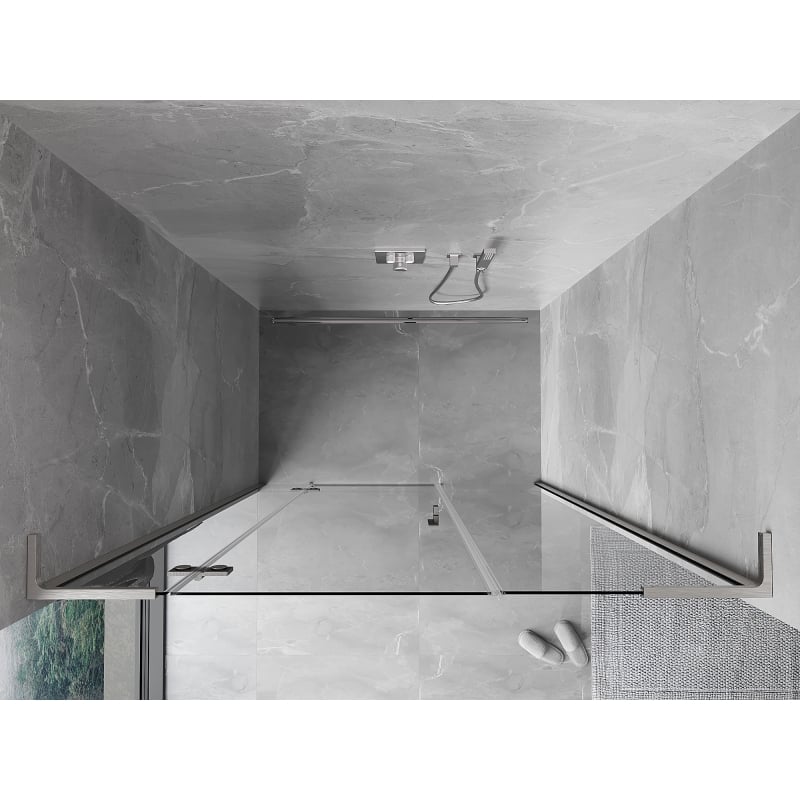Mexen Mist-H L left-hand hinged shower door 130 cm, transparent, brushed nickel - 8A5L-130-001-97-00-L