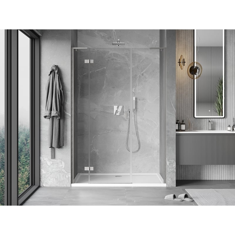 Mexen Mist-H L left hinged shower door 145 cm, transparent, brushed nickel - 8A5L-145-001-97-00-L