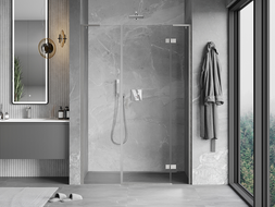 Mexen Mist-H L right-hinged shower door 155 cm, transparent, brushed nickel - 8A5L-155-001-97-00-P