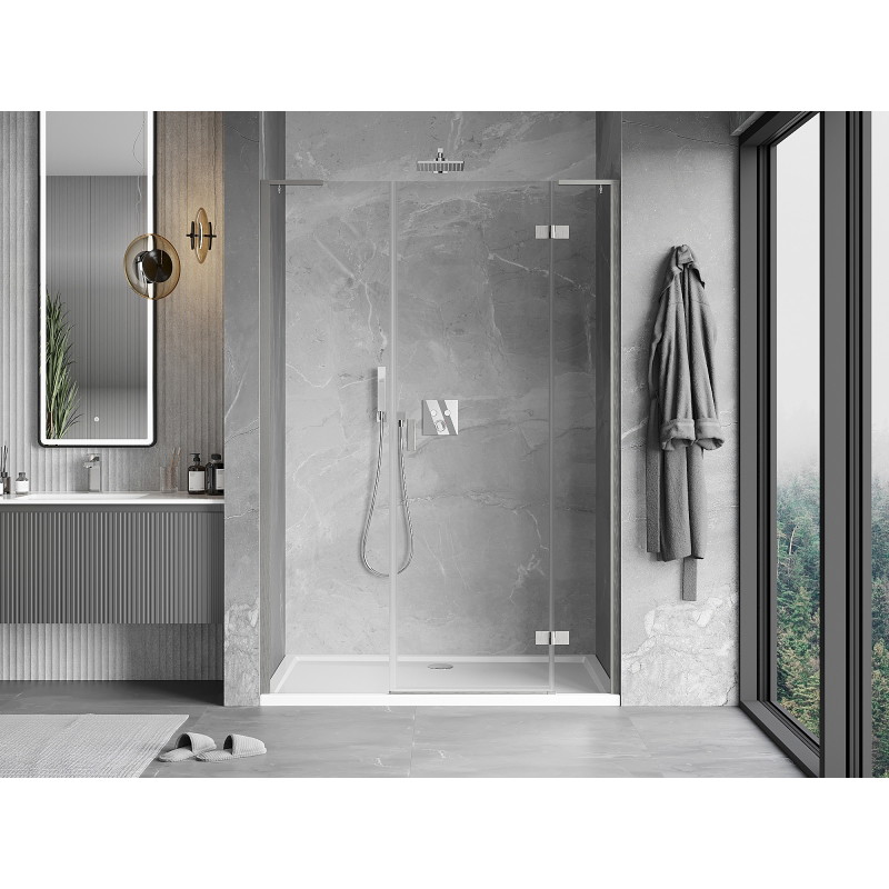 Mexen Mist-H L right-hinged shower door 155 cm, transparent, brushed nickel - 8A5L-155-001-97-00-P