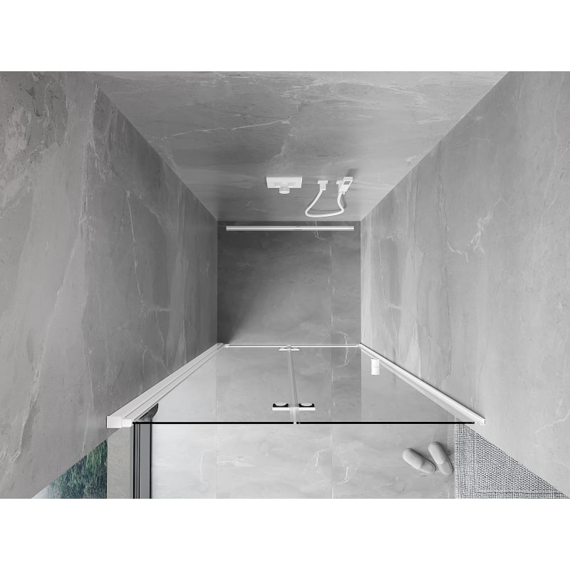 Mexen Mist-F folding shower door left 65 cm, transparent, white - 8A6-065-000-20-00-L