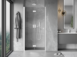 Mexen Mist-F left-folding shower door 80 cm, transparent, white - 8A6-080-000-20-00-L