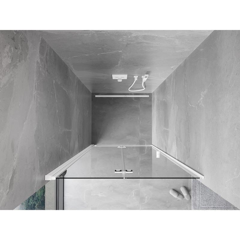 Mexen Mist-F left-folding shower door 80 cm, transparent, white - 8A6-080-000-20-00-L