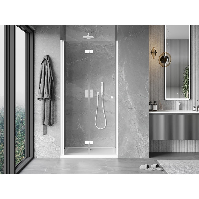 Mexen Mist-F folding shower door left 110 cm, transparent, white - 8A6-110-000-20-00-L
