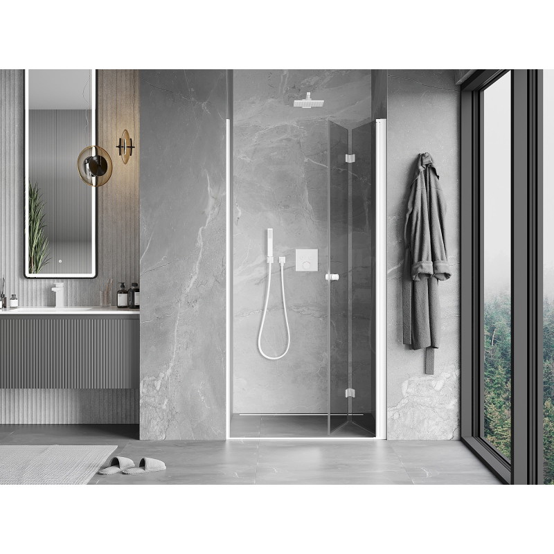 Mexen Mist-F folding shower door right 85 cm, transparent, white - 8A6-085-000-20-00-P