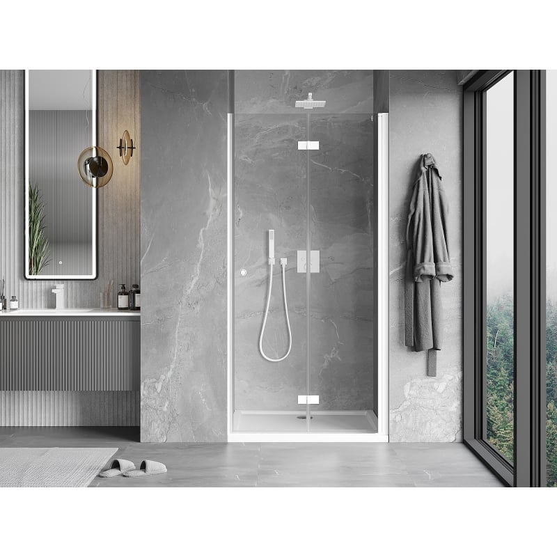 Mexen Mist-F folding shower doors right 100 cm, transparent, white - 8A6-100-000-20-00-P