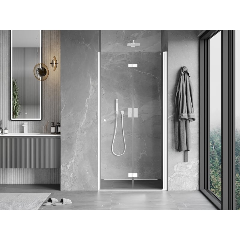 Mexen Mist-F folding shower doors right 100 cm, transparent, white - 8A6-100-000-20-00-P