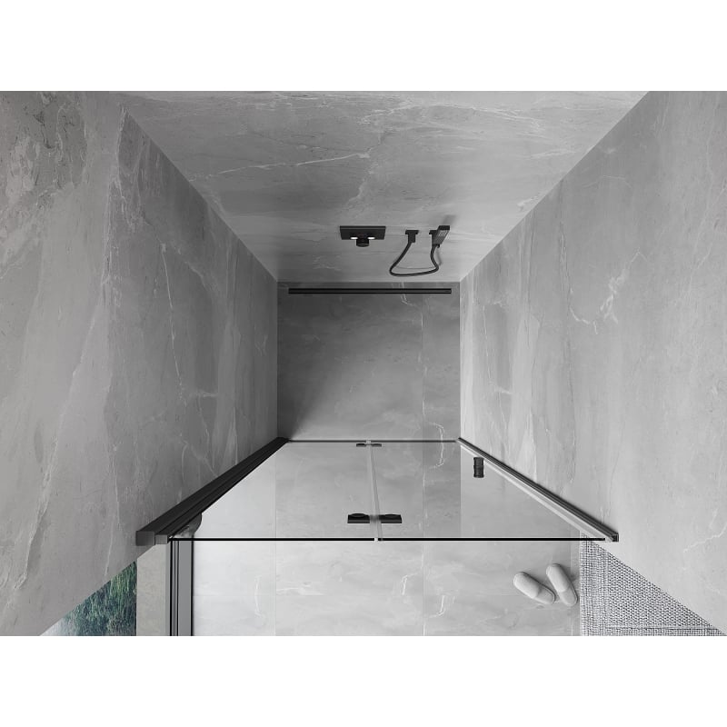 Mexen Mist-F folding shower door left 60 cm, transparent, gun gray brushed - 8A6-060-000-66-00-L