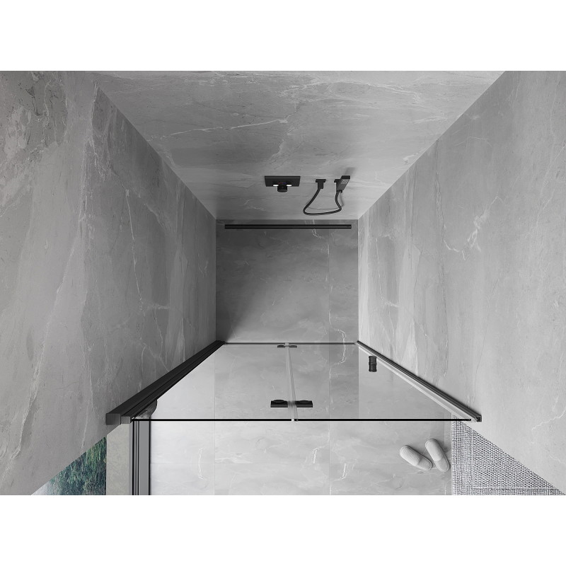 Mexen Mist-F folding shower door left 110 cm, transparent, brushed gun gray - 8A6-110-000-66-00-L