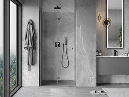 Mexen Mist-F foldable shower door left 115 cm, transparent, brushed gun gray - 8A6-115-000-66-00-L
