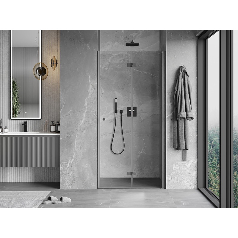 Mexen Mist-F folding shower door right 65 cm, transparent, gun gray brushed - 8A6-065-000-66-00-P