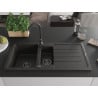 Mexen Andres granite sink 1.5-bowl with drainer and kitchen faucet Telma, black/gold - 6515-75-670200-70-B