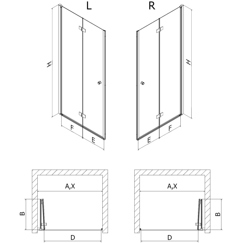 Mexen Mist-F folding shower door right 85 cm, transparent, gun gray brushed - 8A6-085-000-66-00-P