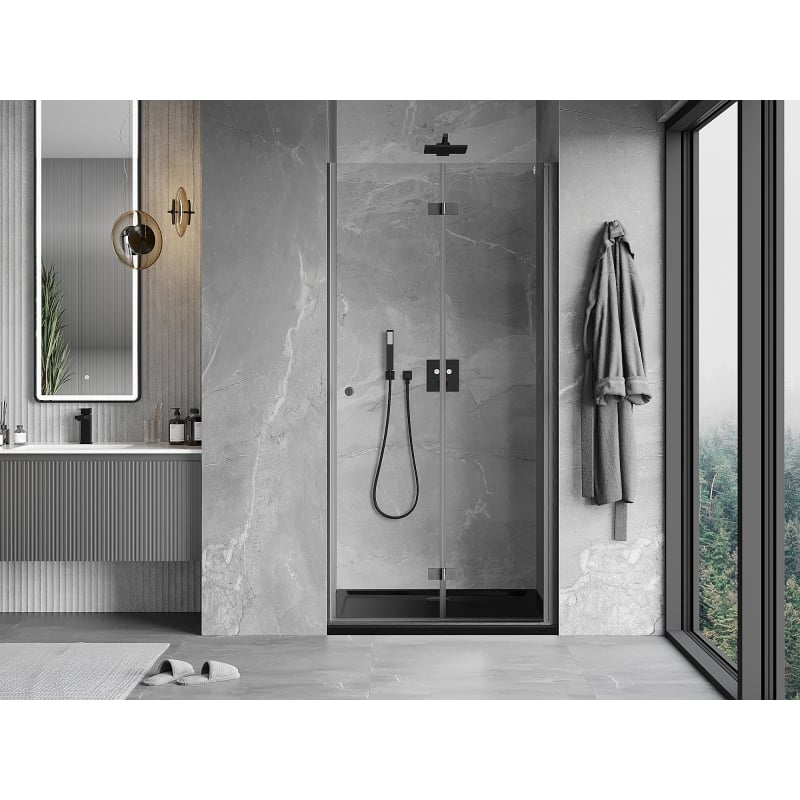 Mexen Mist-F folding shower door right 120 cm, transparent, gun gray brushed - 8A6-120-000-66-00-P