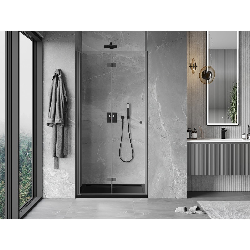 Mexen Mist-F folding shower door left 60 cm, transparent, gun metal - 8A6-060-000-95-00-L