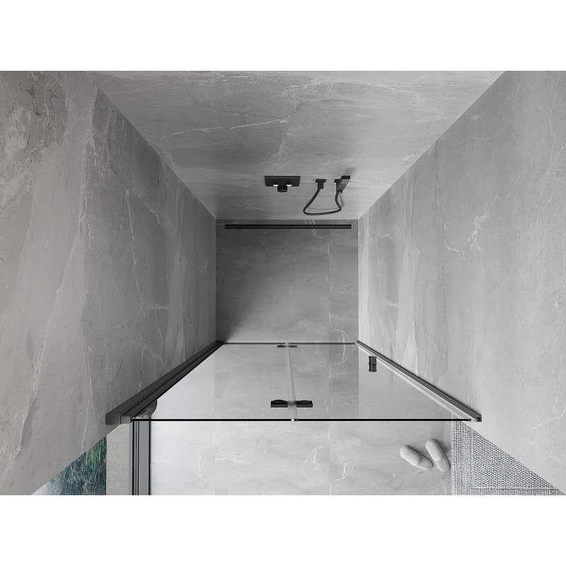 Mexen Mist-F folding shower door left 65 cm, transparent, gun metal - 8A6-065-000-95-00-L