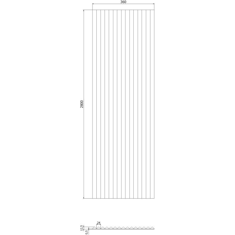 Mexen Ovalo 01 grooved flexible wall slats 280 x 36 cm, technical veneer, Dark Walnut - S130-280-01-044