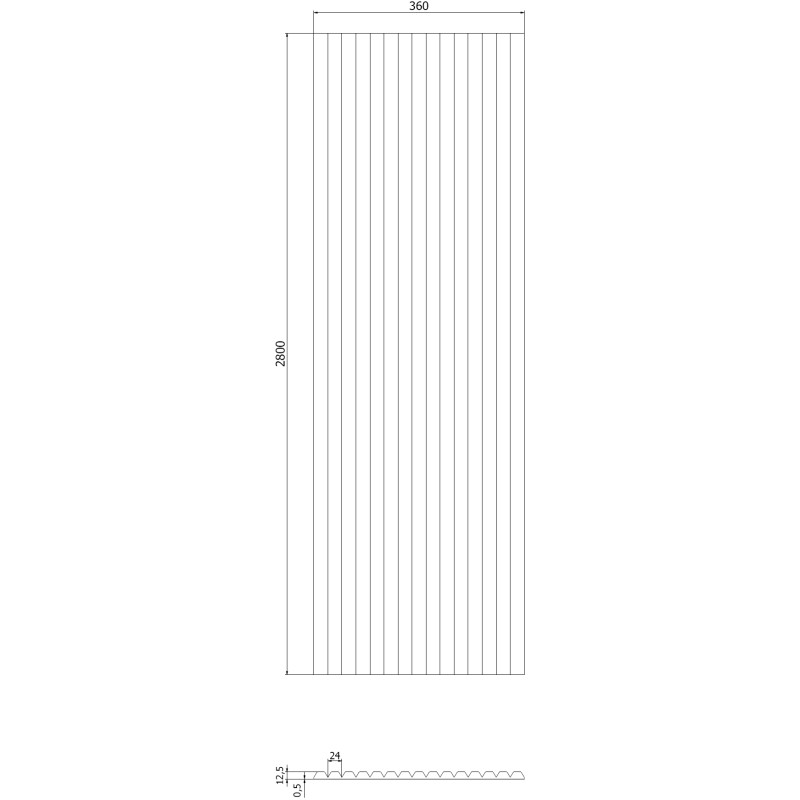 Mexen Ovalo 02 ribbed flexible wall slats 280 x 36 cm, technical veneer, Gray Oak - S130-280-02-043