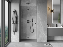 Mexen Mist-F foldable left shower door 100 cm, transparent, gun metal - 8A6-100-000-95-00-L