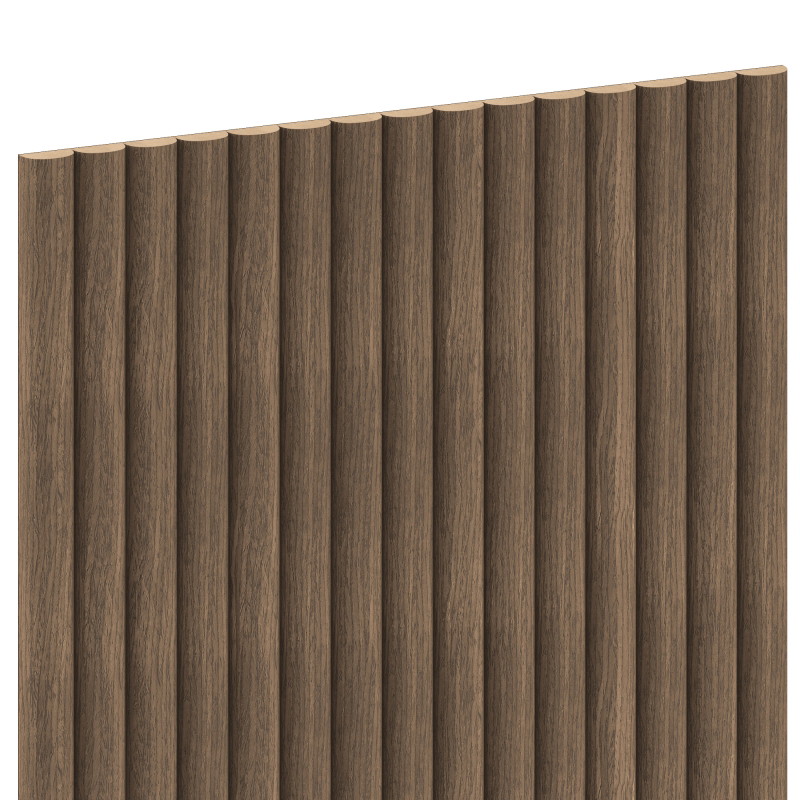 Mexen Ovalo 03 flexible grooved wall slats 280 x 36 cm, technical veneer, Dark Walnut - S130-280-03-044
