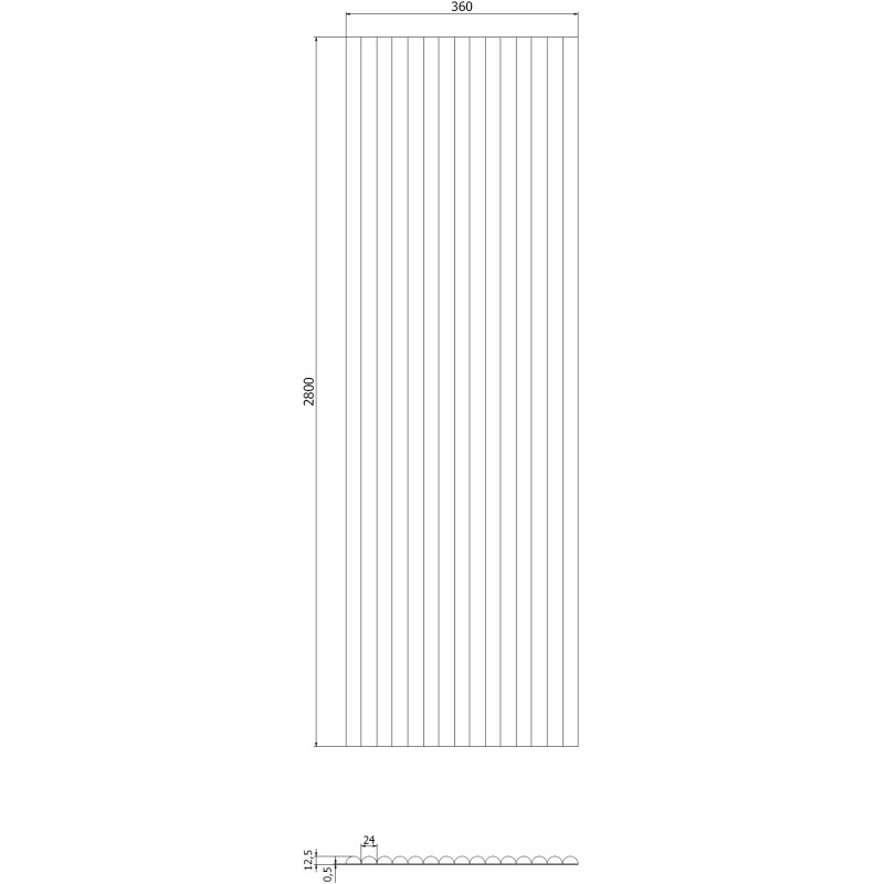 Mexen Ovalo 03 Flexible Grooved Wall Slats 280 x 36 cm, Technical Veneer, Light Walnut - S130-280-03-047