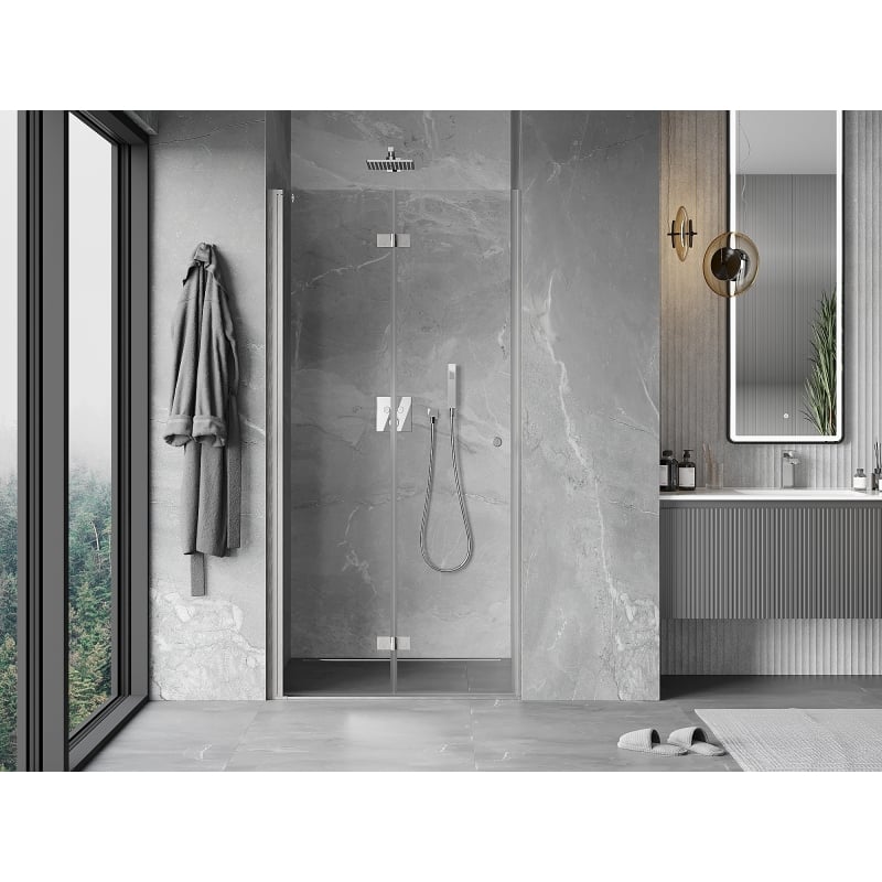 Mexen Mist-F folding shower door left 70 cm, transparent, brushed nickel - 8A6-070-000-97-00-L
