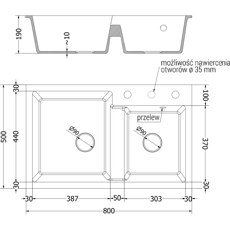 Mexen Tomas granite double-bowl kitchen sink with Telma faucet, white - 6516-20-670200-20
