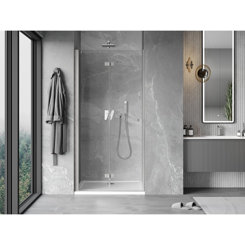 Mexen Mist-F folding left shower door 80 cm, transparent, brushed nickel - 8A6-080-000-97-00-L
