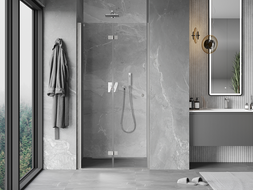 Mexen Mist-F left folding shower door 115 cm, transparent, brushed nickel - 8A6-115-000-97-00-L