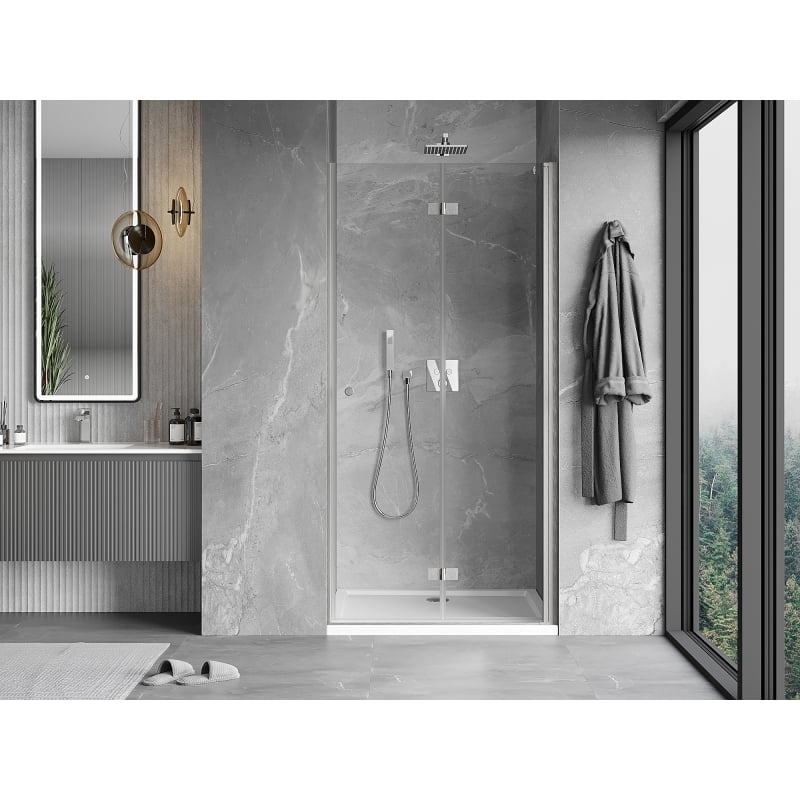 Mexen Mist-F folding shower door right 70 cm, transparent, brushed nickel - 8A6-070-000-97-00-P