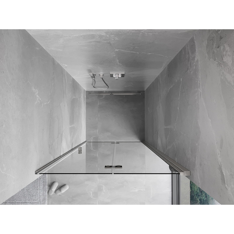 Mexen Mist-F folding shower door, right side 90 cm, transparent, brushed nickel - 8A6-090-000-97-00-P