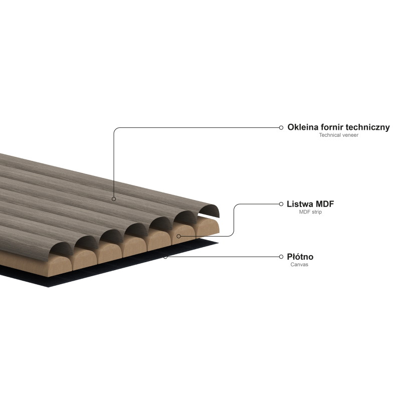 Mexen Ovalo 03 flexible grooved wall slats 280 x 36 cm, technical veneer, Natural Oak - S130-280-03-042
