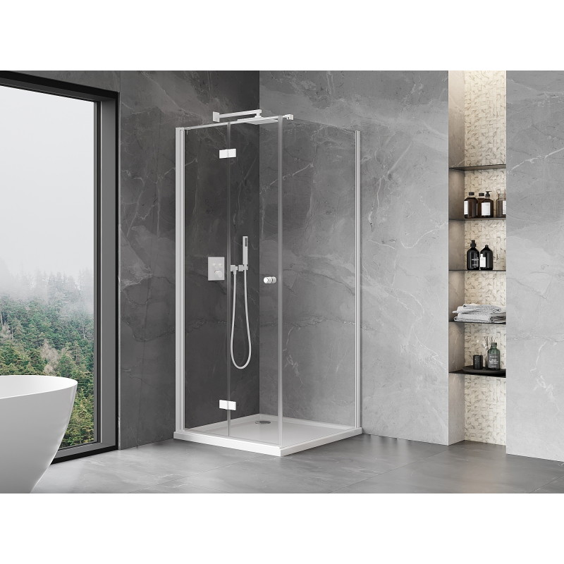 Mexen Mist-F folding shower cabin left 70 x 70 cm, transparent, white - 8A6T-070-070-20-00-L