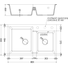 Mexen Tomas granite double-bowl kitchen sink with Telma faucet, gray - 6516-71-670200-50