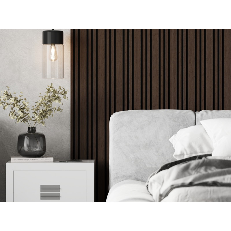 Mexen Lam-F Slim 01 acoustic wall slats 280 x 36.5 cm, 9 mm felt, technical veneer, Mocca Oak - S107-280-01-045