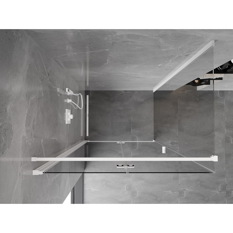 Mexen Mist-F folding shower enclosure left 115 x 100 cm, transparent, white - 8A6T-115-100-20-00-L