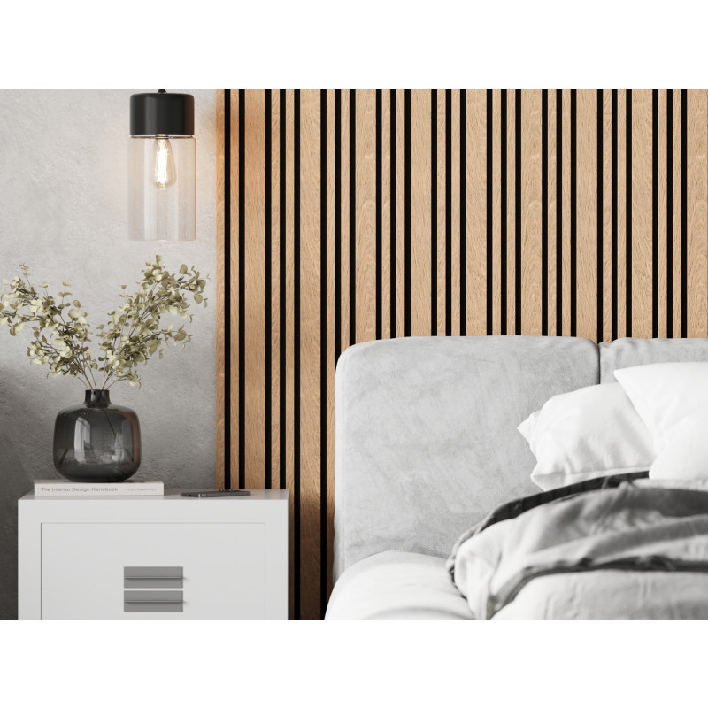 Mexen Lam-F Slim 01 acoustic wall slats 280 x 36.5 cm, 9 mm felt, technical veneer, Bleached Oak - S107-280-01-040