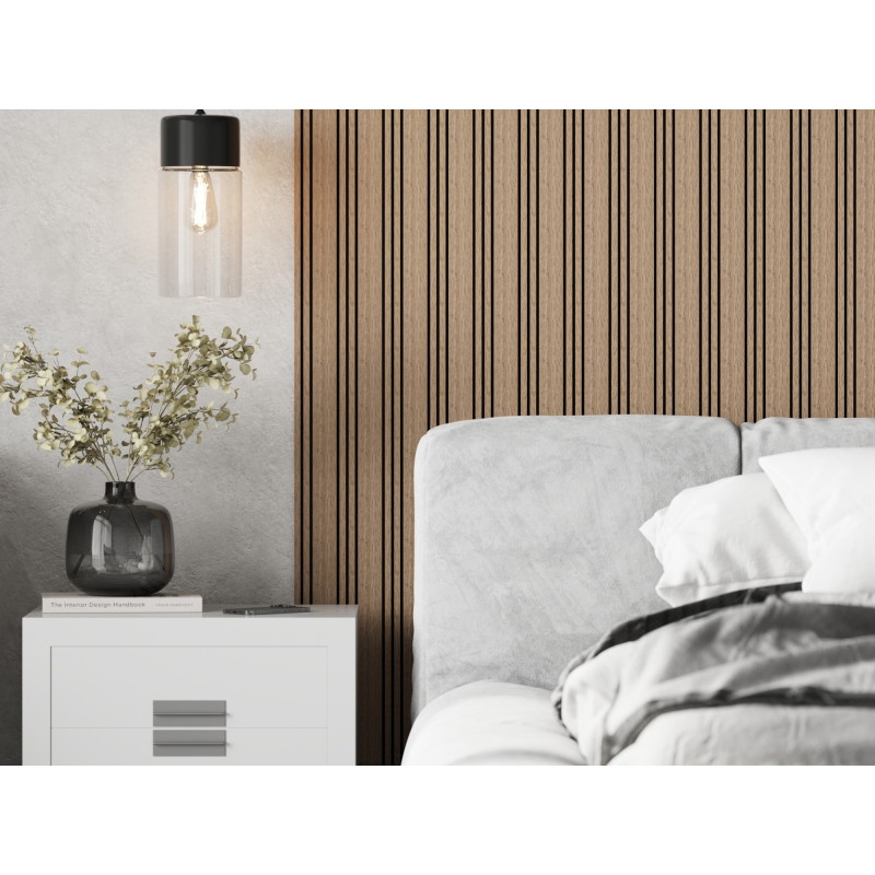 Mexen Lam-F Nano 01 Acoustic Wall Slats 280 x 32.4 cm, 9 mm Felt, Technical Veneer, Light Walnut - S108-280-01-047
