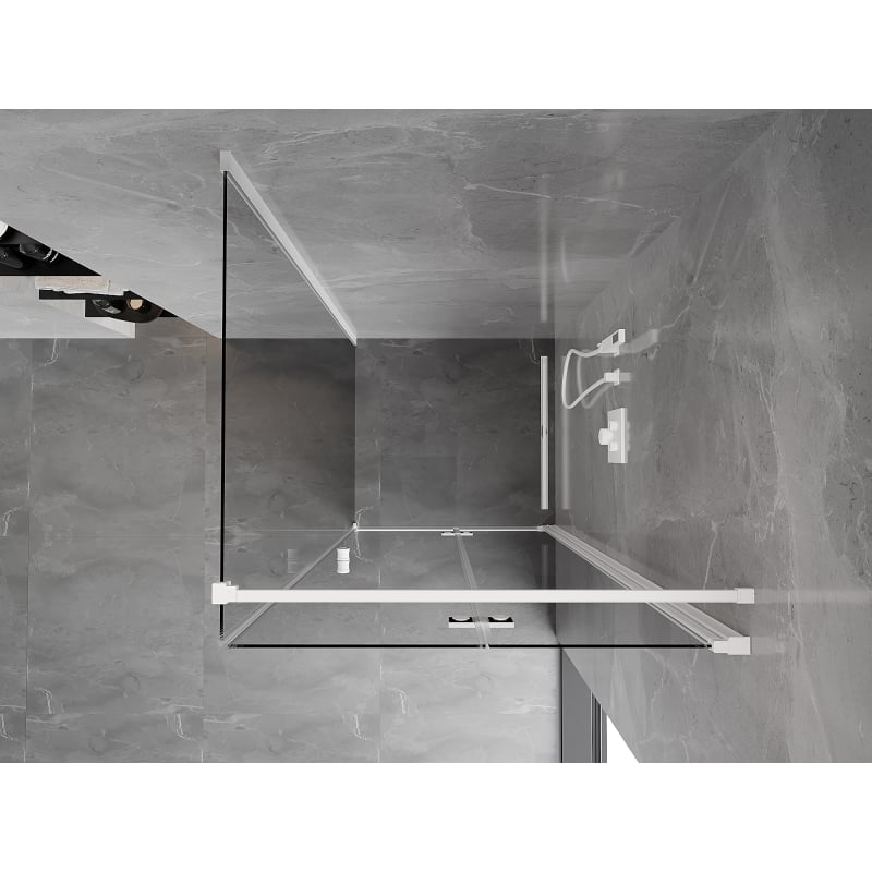 Mexen Mist-F folding shower enclosure right 75 x 75 cm, transparent, white - 8A6T-075-075-20-00-P