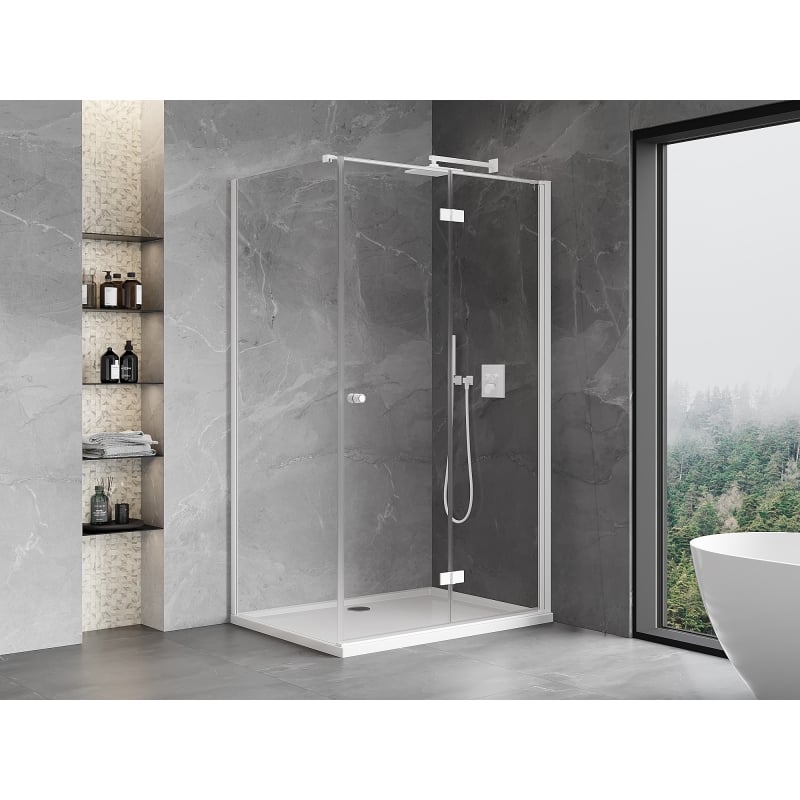Mexen Mist-F foldable shower cabin right 100 x 75 cm, transparent, white - 8A6T-100-075-20-00-P