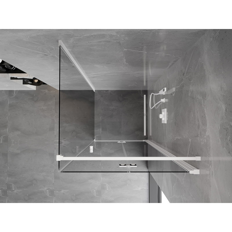 Mexen Mist-F folding shower cabin right 85 x 85 cm, transparent, white - 8A6T-085-085-20-00-P