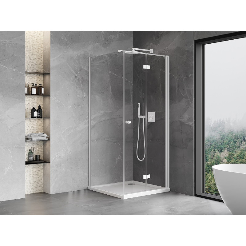 Mexen Mist-F folding shower enclosure right 100 x 100 cm, transparent, white - 8A6T-100-100-20-00-P
