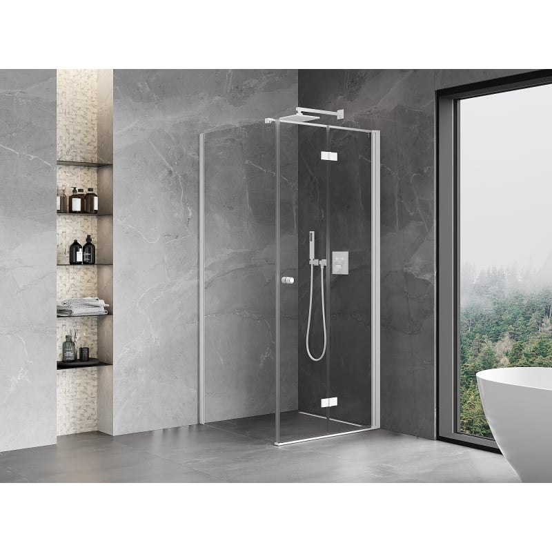 Mexen Mist-F folding shower enclosure right 100 x 100 cm, transparent, white - 8A6T-100-100-20-00-P