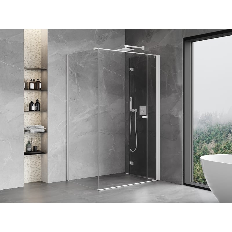 Mexen Mist-F folding shower cabin right 75 x 120 cm, transparent, white - 8A6T-075-120-20-00-P