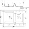 Mexen Tomas 2-compartment granite sink with a kitchen mixer tap Telma, spotted black - 6516-76-670200-70-B