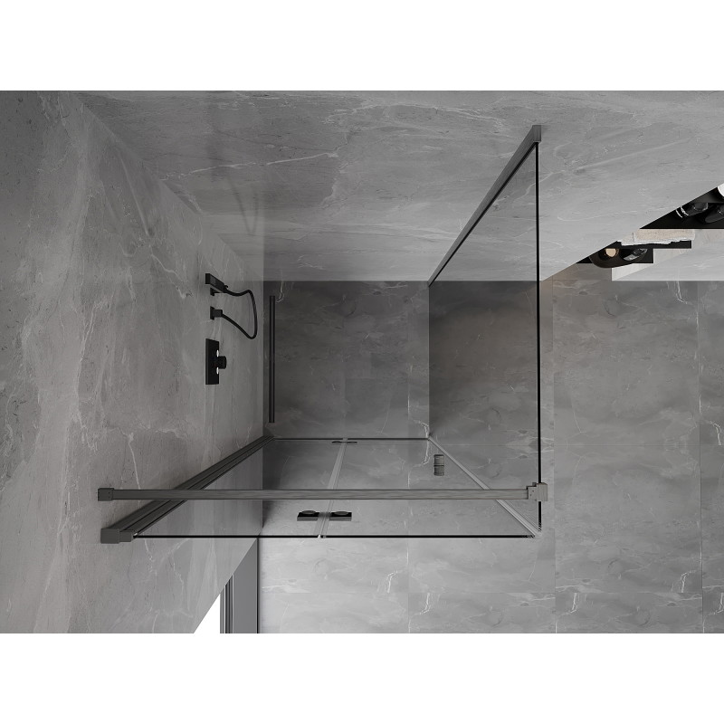 Mexen Mist-F folding shower cabin left 80 x 80 cm, transparent, gun gray brushed - 8A6T-080-080-66-00-L