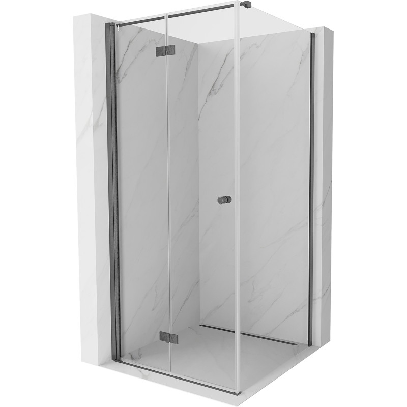 Mexen Mist-F folding shower cabin left 80 x 80 cm, transparent, gun gray brushed - 8A6T-080-080-66-00-L