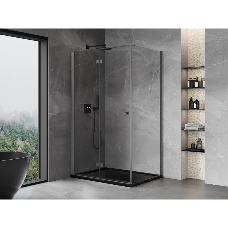 Mexen Mist-F folding shower cabin left 85 x 80 cm, transparent, gun gray brushed - 8A6T-085-080-66-00-L