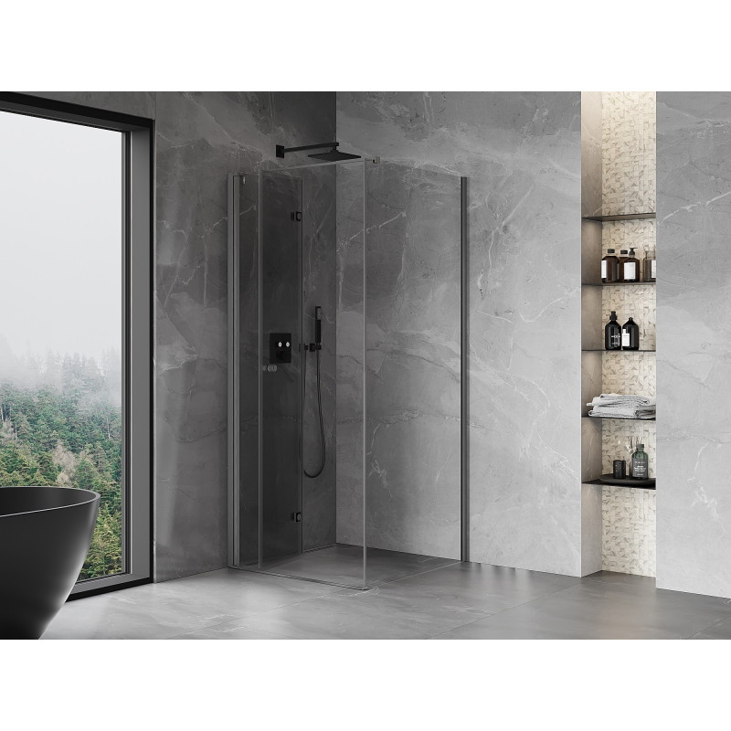 Mexen Mist-F folding shower cabin left 85 x 85 cm, transparent, brushed gun gray - 8A6T-085-085-66-00-L