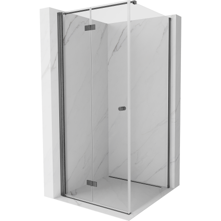 Mexen Mist-F folding shower cabin left 85 x 85 cm, transparent, brushed gun gray - 8A6T-085-085-66-00-L